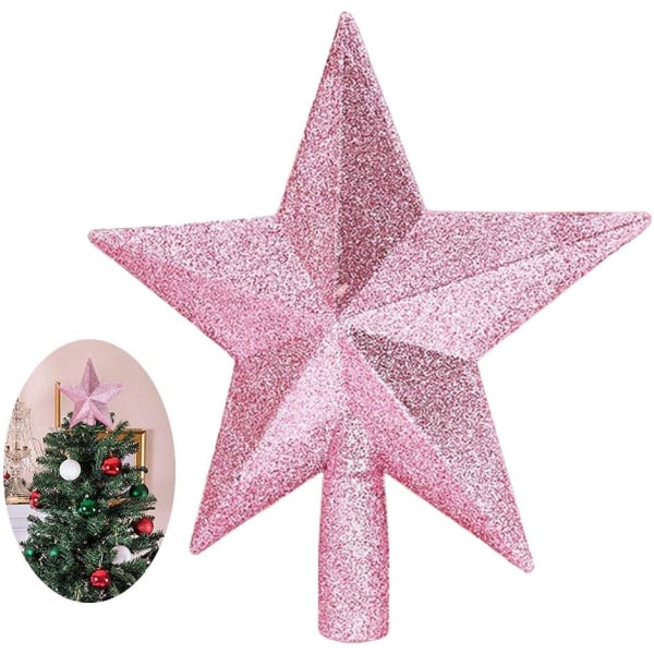 Glitter julgransstjärna för julgransdekoration (rosa)