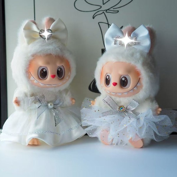 /RYI/Labubu Vaatteet ja asusteet vain, nuket eivät sisälly, Labubus Original vaatesetti La Bubu -nukelle #3 Golden dress + bow + headdress