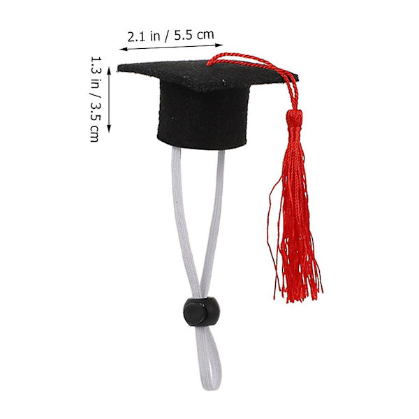 2 stk Miniatyrgaver Gradhette Kjæledyr Katt Graduation Hat Graduation Caps Gowns Hunder Hund CapsRød 5,5X3,5C Red 5.5X3.5CM