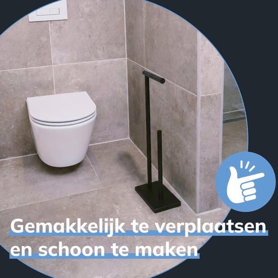 Sanics Fritstående Toiletpapirholder med Reserveopbevaring, 2-i-1 Rustfrit Stål Holder til 4 Ruller, Sort til Moderne Badeværelse