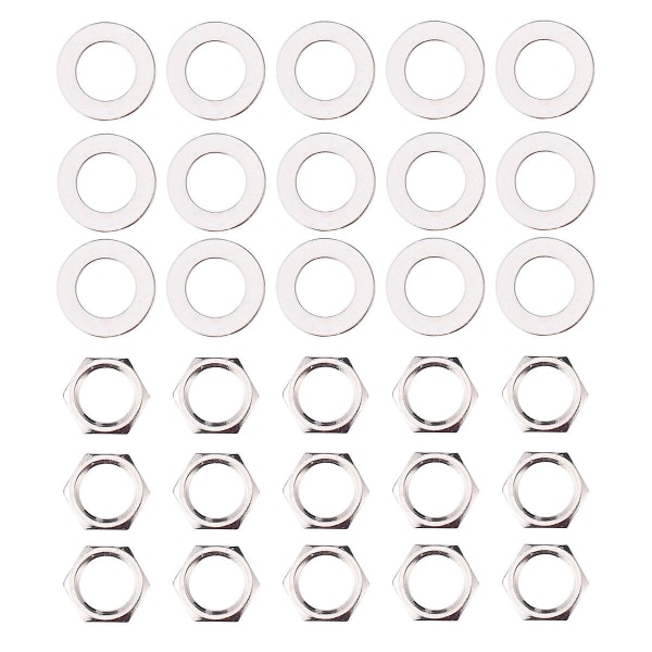 40 kpl Sähkökitaran Osia Kitaran Jack-Pähkinä Potentiometrin Pähkinät Kitaran Pottien Pähkinät Kitaran Pottien Tiivisteet Silver 1*1*1cm