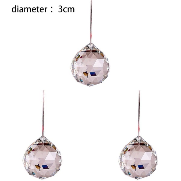 3 stk Krystallglassprismekule Solfanger For Vindu Hage Lysekrone Bil Hjem Bryllup - 30mm