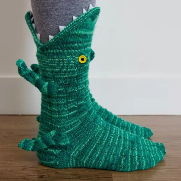 Stickade Alligatorstrumpor Varma Vinterstrumpor Kameleontstrumpor