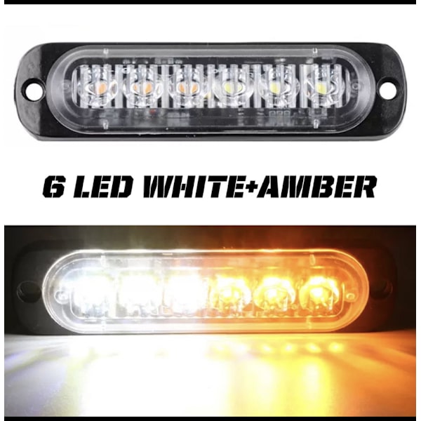 3 stk. 12-24v Højlys Single Row 6led Lastbil Advarselslys Motorcykel Pickup Ombygget Dekorativ Eksplosiv Blitzlys Stro