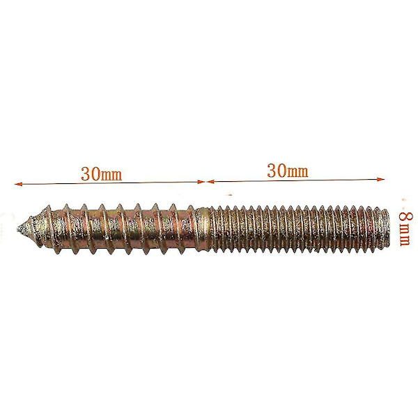 M8 X 60mm Metal Møbelskruer Bolte til Fastgørelse 20 stk
