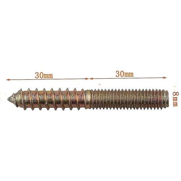 M8 X 60mm Metall Möbelskruv Pinnbultar Fästbultar 20st