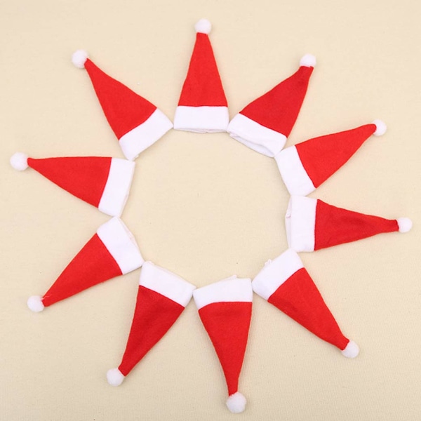 Mini Julehatt Kopper Flasker Deksel, 10 stk Julemann Hatter Bestikkholdere Jul Bestikkholder for Julebord Dekking