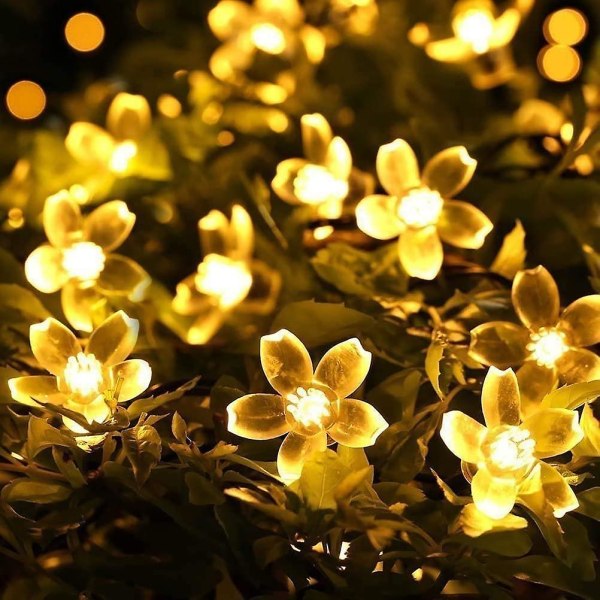 Keijuvalojen joulukoristevalot 50 LED:llä, hännän liitäntämahdollisuus, kirsikan kukka koriste, uutuusvalo juhliin, terassille, häihin