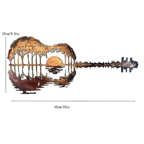 Abstract Guitar Metal Guitarist Art Ideal Gift, Sunset Guitar Metal Wall Art Hanging Ornament Sculptures For Guita