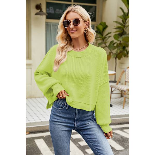 Dam Oversized Stickad Tröja Höst Fuzzy Chunky Varm Pullover Tröja Light green M