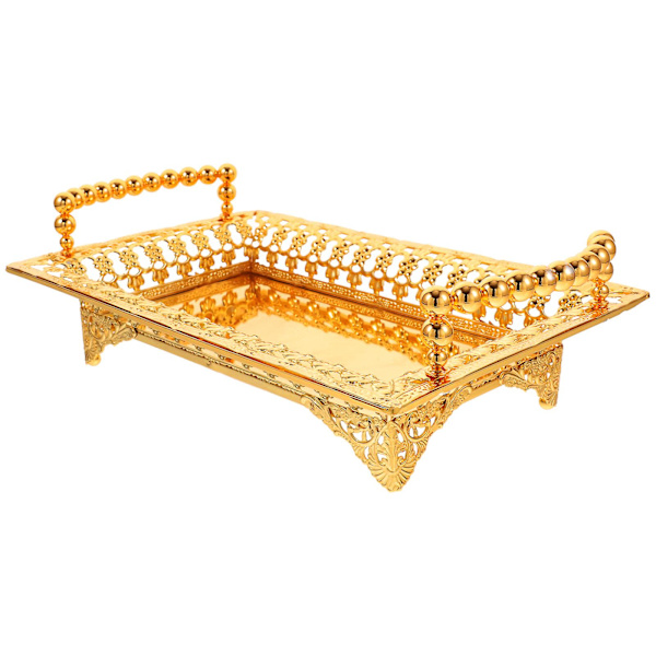 Nordisk stil jern fruktfat fruktbrett snacksbrett med håndtak snacks serveringsfat Gull 27X18X6CM Golden 27X18X6CM