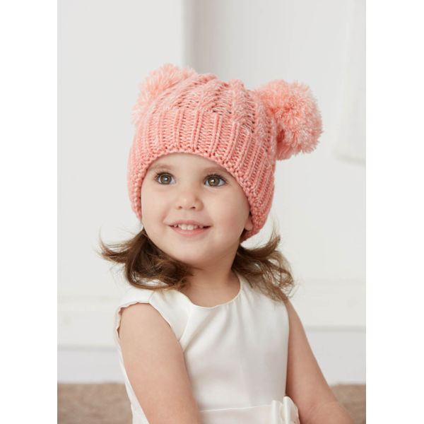 Tyttöjen neulottu beanie-pipo vauvalle, talvipipo, söpö vauvan pompom-pipo tytöille ja pojille, paksu ja lämmin taaperopipo, 1-5 vuotta, 1 kpl (vaaleanpunainen)