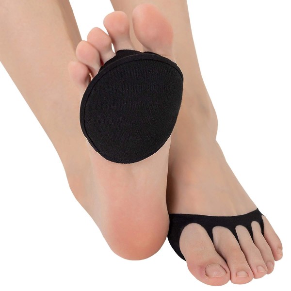 2 stk. Toe Topper Liner Sokker Svampepude Usynlige Damesokker Uden Tå til Høje Hæle Sandaler Sling Back Sort Black