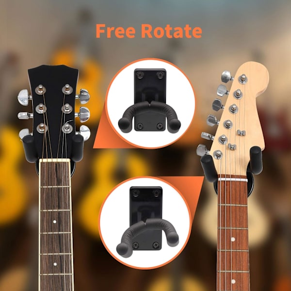 Gitarrväggfäste, Gitarrväggkrokar, Gitarrhängare Väggfäste Krok Hållare Stativ för Vägg 1-pack-Svart