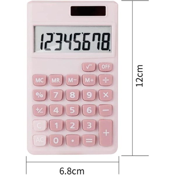 8-sifret kalkulator LCD-skjerm Scientific elektronisk kalkulator for skrivebord (2 stk, rosa+blå)