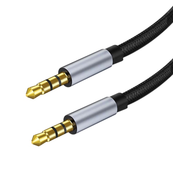 Uros-uros-äänikaapeli 3Ft, 4-napainen Hi-Fi-stereokaiuttimen 3,5 mm Aux-kaapeliadapteri/apu-kaapeli/Aux-johto Yhteensopiva kaikkien 3,5 mm (6,5Ft, hopea)