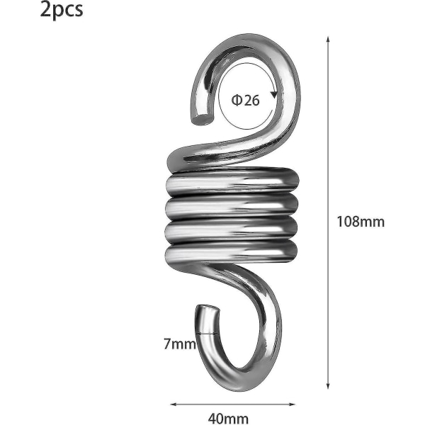 2 stk. Hengekøyespring, Stålforlengelsesspring for Hengende Hengekøyestoler og Veranda-Svinger, Tunge Springs