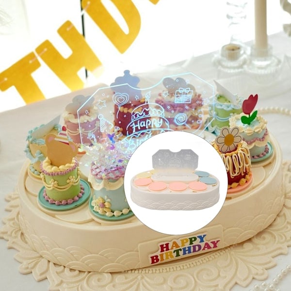Roterende Cupcake-stativ med Musik LED Automatiske Roterende Plader med Serveringsbakker Cupcake-holder til Fødselsdagsfest
