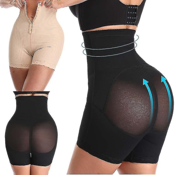 Kvinder Butt Lifter Shapewear Hi-waist Mave Control Body Shaper ShortsXLsort XL black