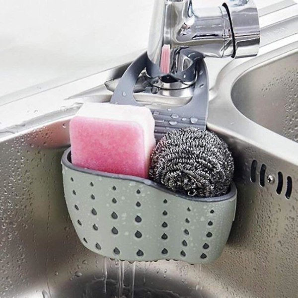 3 Hængende Køkkenvask Svampeholder, Køkkenredskabs Holder, Vask Svampeholder Kurv Vask Stativ (pink+grøn+beige)