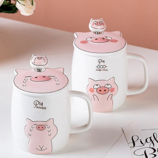 Cartoon Gris Expression Mug Net Red Kaffeekopp Set Med Lock Och Sked D
