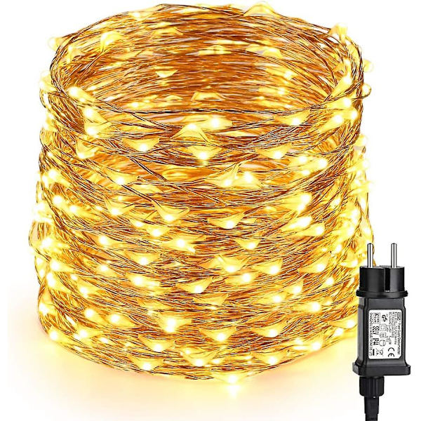 23m 200 LED-ljusslingor för utomhus och inomhus, koppartråd, stjärnformade LED-ljusslingor, varmvit, vattentät, romantisk dekoration för jul, bröllop, fest, hem