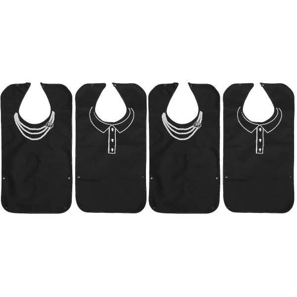 6 st Praktiska handdukar för äldre vuxna Bärbara vattentäta matningshaklappar (svarta) 4 st68X35CM 4 pcs 68X35CM