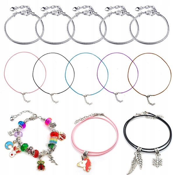 100 st jul armband presentask DIY kreativ barns smycken nya färgglada kristall röd älg presentset
