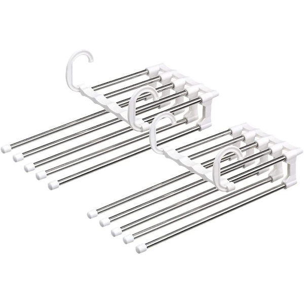 Buksestativer Pladsbesparende Multifunktionelt Sæt Af 2 Rustfrit Stål Buksestativer Udvidbare Foldbare Multi Hængere Magic Hanger Organizer Garderobe
