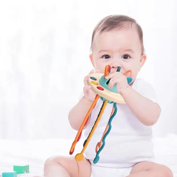 Montessori-legetøj Babyer Sanelegetøj Fødevarekvalitet Silikone UFO Tidlig pædagogisk finmotorik Tygge Trække Multifunktionel fo