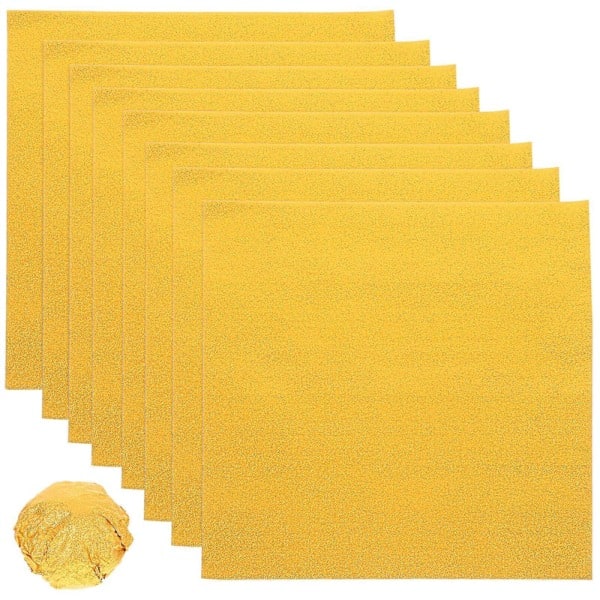 RYI)200 st Aluminiumfoliepapper Guldfoliepapper Omslagspapper Presentmatförpackningspapper för Förpackning av Choklad (20x20cm)