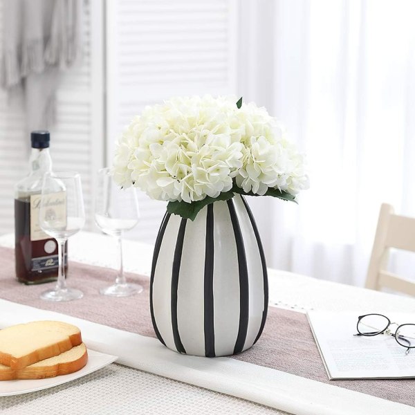 5 stk. Kunstige Hortensia, Hortensia Buket, Velegnet til Bryllup, Hjem, Hotel, Festdekoration, Blomsterarrangement (Hvid)