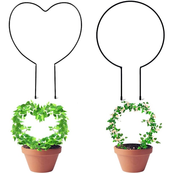 Svart metall plantetrellis for klatreplanter - Jern trellis plantevin stengelstøttetråd, planter klatreholderstativ med plante