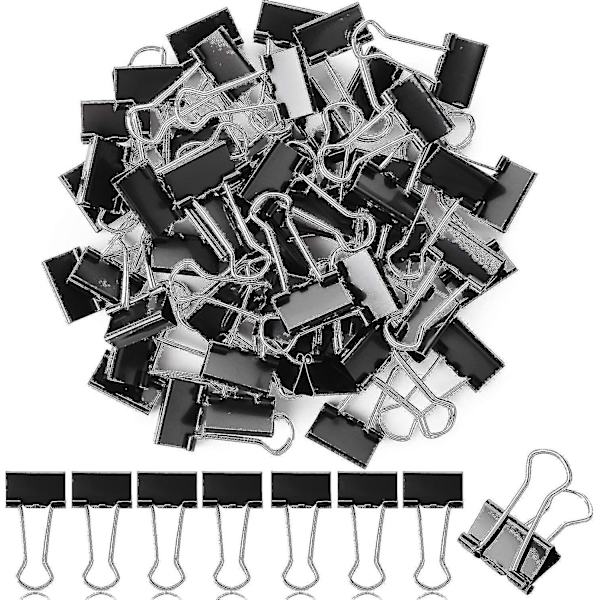 Bindersklämmor, små Bindersklämmor, 50-pack, 1,9 cm, Svart, Små Klämmor