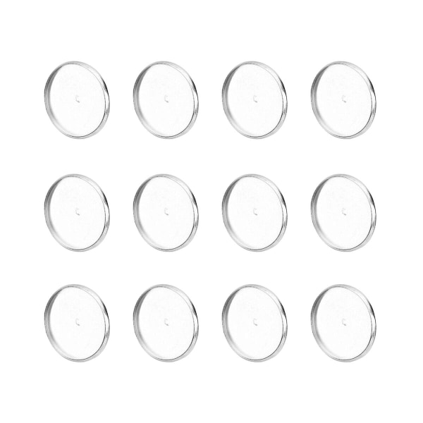 20 stk DIY Brosjetilbehør Rundt Rustfritt Stål Platestykke Spenne Merke Spenne DIY Brystpinn Bunn Silver