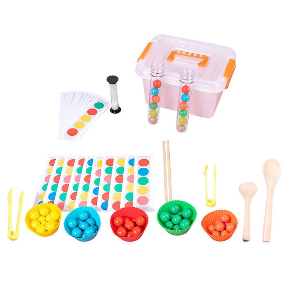 Taaperon lelu Puinen klipsihelmipuzzle Puinen Go-peli Klipsihelmet Tikut Helmilelu Väriyhdistyspeli Värikäs Colorful M