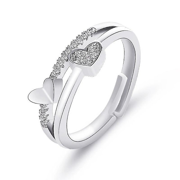 Unik Design Hjärta Kärlek Öppen Ring Kvinna Flicka Bröllopsringar Enkel Mode Kvinnlig Fest