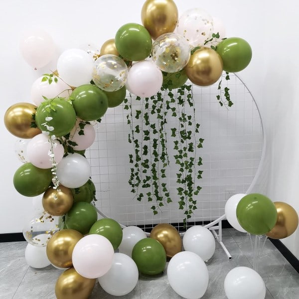 RYI)62 stk Olivengrønne og Gull Ballonger for Babyshower Dekorasjoner - 12 tommer