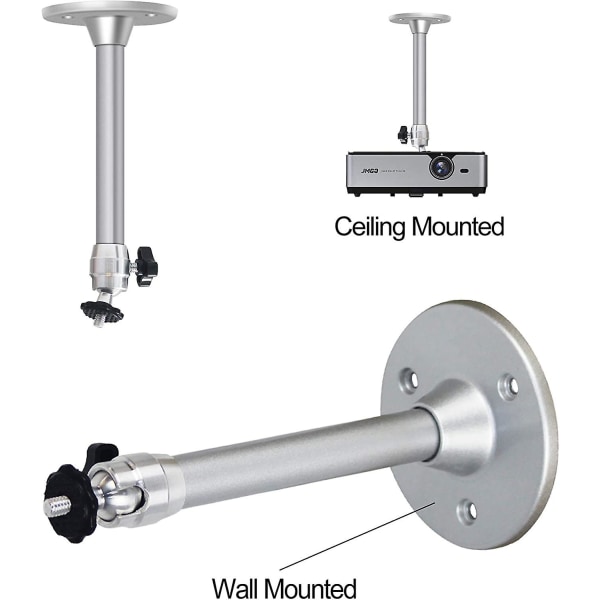 Projektortakfäste, 17cm - 3kg Belastningskapacitet - 360° Rotation, 90° Tiltvinkel, Tak- och Väggfäste för Miniprojektor - Aluminiumlegering