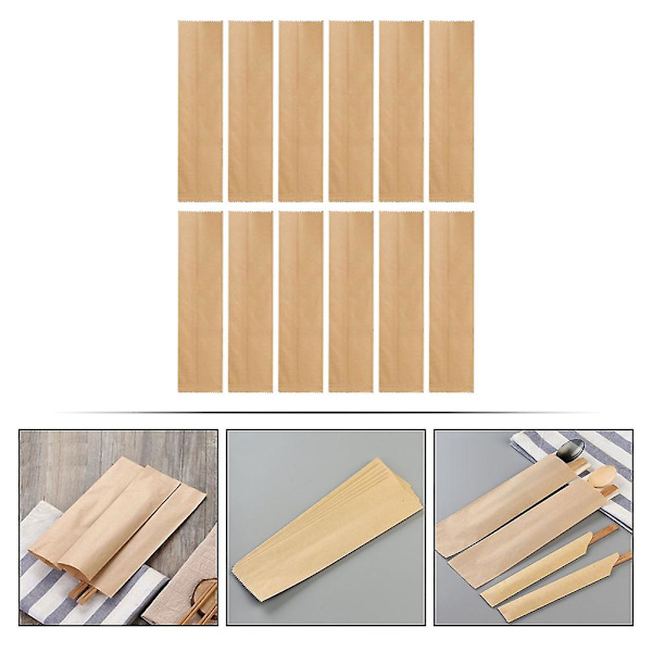 200 stk. Kraftpapirposer Papirbestik Organizer Rejsebestik Organizer Japanske Spisepinde Pose Ko Yellow 25.5x6.5cm