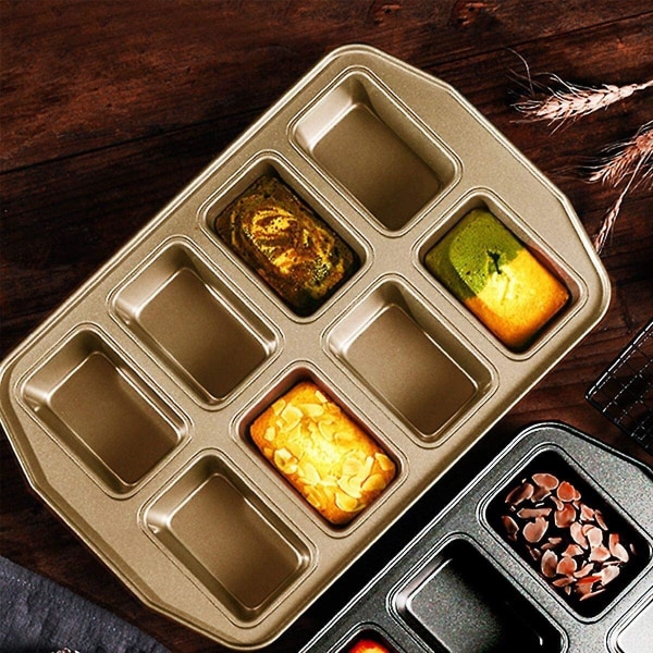 Mini 8-Huls Brødform i Kulstofstål med Non-Stick Belægning (Guld)