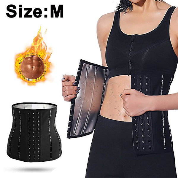 Träningsbälte för kvinnor, svettbälte för midjan, kroppsshaper, magekontroll, bälte för kvinnor, sportkroppsshaper, postpartum-magband, svart Black M