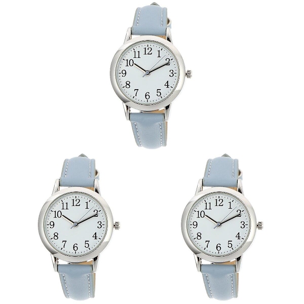 3 st Kvinnors Mode Vattentät Kvartsur PU-Läder Rem Enkel Casual Armbandsur 3 st 23,5X3CM 3pcs 23.5X3CM