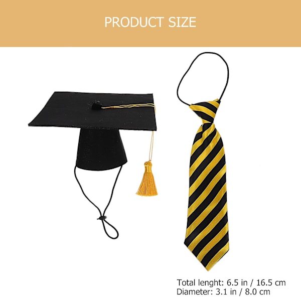 1 Set Graduation Kläder för Hundar - Söt Doktorhatt och Slips - Stripe 16.5X16.5 Stripe 16.5X16.5X8CM