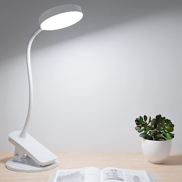 Sengeklemmelampe, 32 LED, 360 Fleksibel Leselampe, Bokklemme, 3 Farger Og Trinnløs Dimming, Sengelampe Med Berøringskontroll, USB Oppladbart Batteri, L