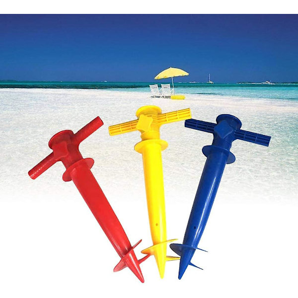 1-pack Mark Sand Paraplyankare Spik Paraply Stretch Stativhållare För Fiskespö Sol Strand Trädgård Uteplats (slumpmässig Färg)