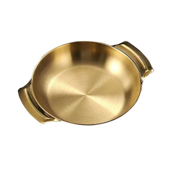 Matserveringsgryta i rostfritt stål, mångsidig kokgryta med dubbla handtag, guld, 21x16x3,5 cm Golden 21X16X3.5CM