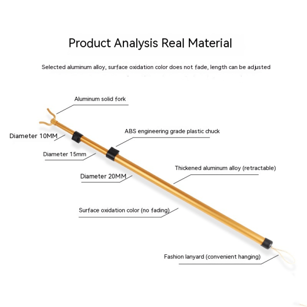 Teleskopisk Klädstång med Lång Räckvidd - Aluminiumlegering, Justerbar, Klädhängare, Räckviddsstång
