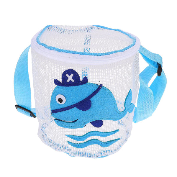 Kid Beach Seashell Bag Mesh Beach Seashell Bag With Adjustable Strap And ZipperBlue22X20CM