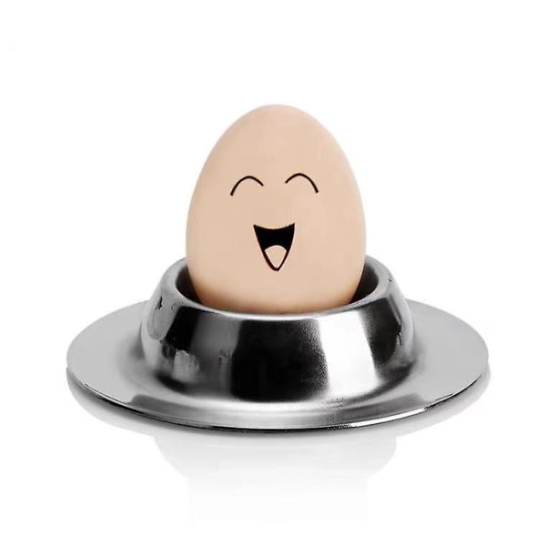 Eggkopp i rustfritt stål, rund eggholder, sølv